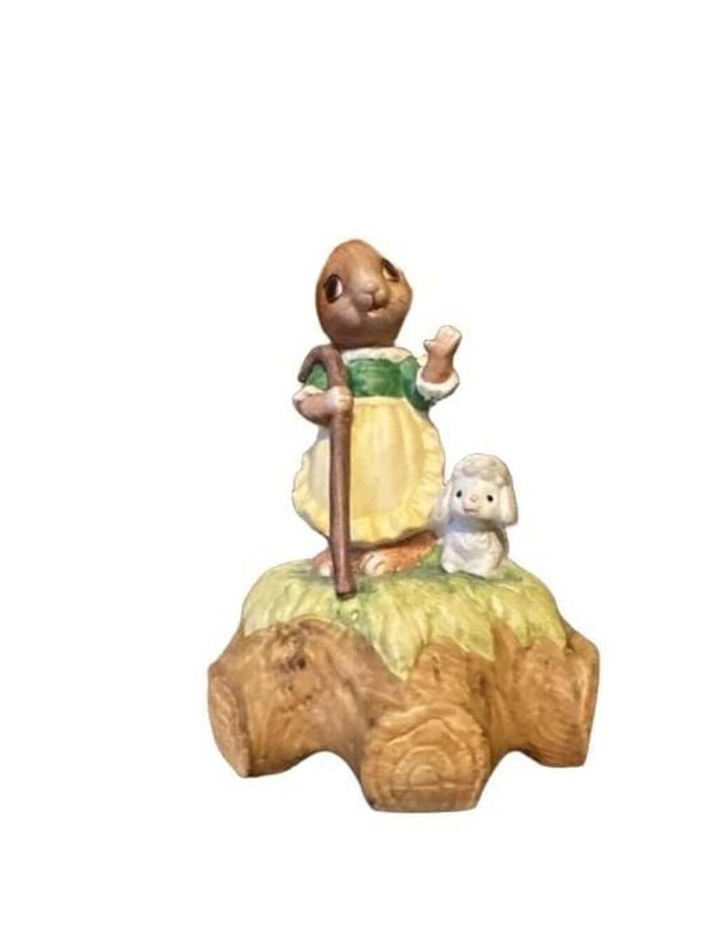 Lefton Rabbit Music Box Bo Peep Shepherdess Easter Figurine 1830